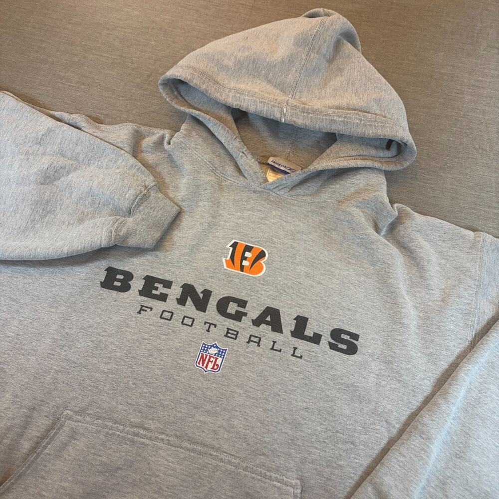 Reebok Cincinnati Bengals Y2K Hoodie L Gray NFL Football Fall Outdoor